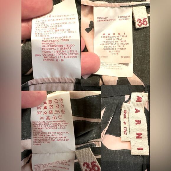 🔥 Marni Flounce Hem Floral Leaf Print Olive Green Dress Size 36 US size 0 - Picture 10 of 13